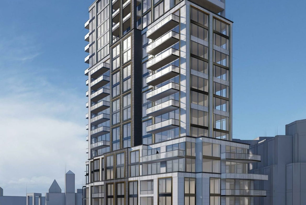 Rendering of 100 Davenport Condos exterior full angled view