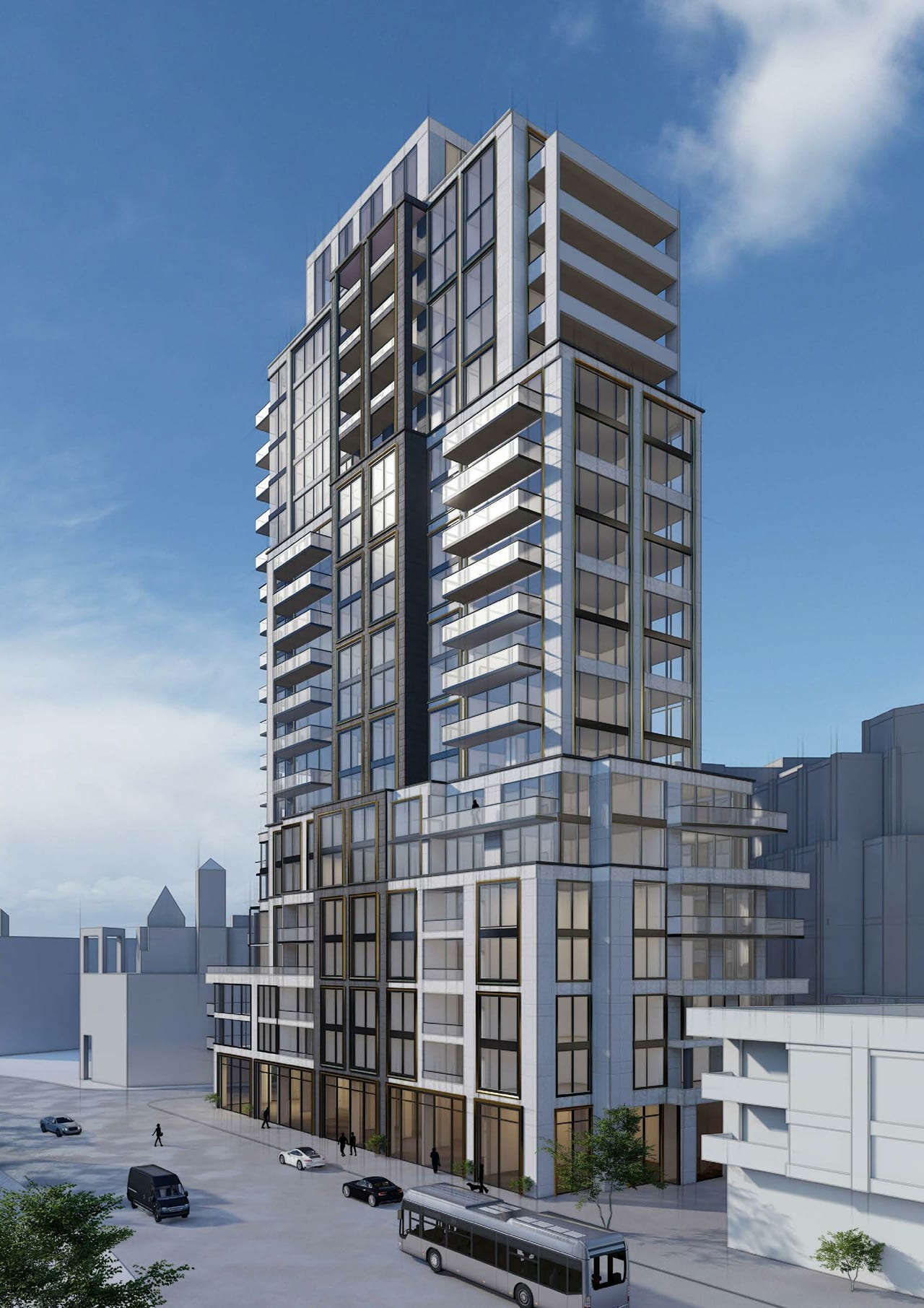 Rendering of 100 Davenport Condos exterior full angled view