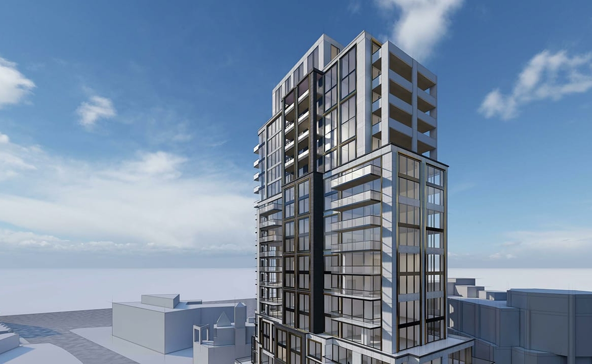 Rendering of 100 Davenport Condos exterior angled view