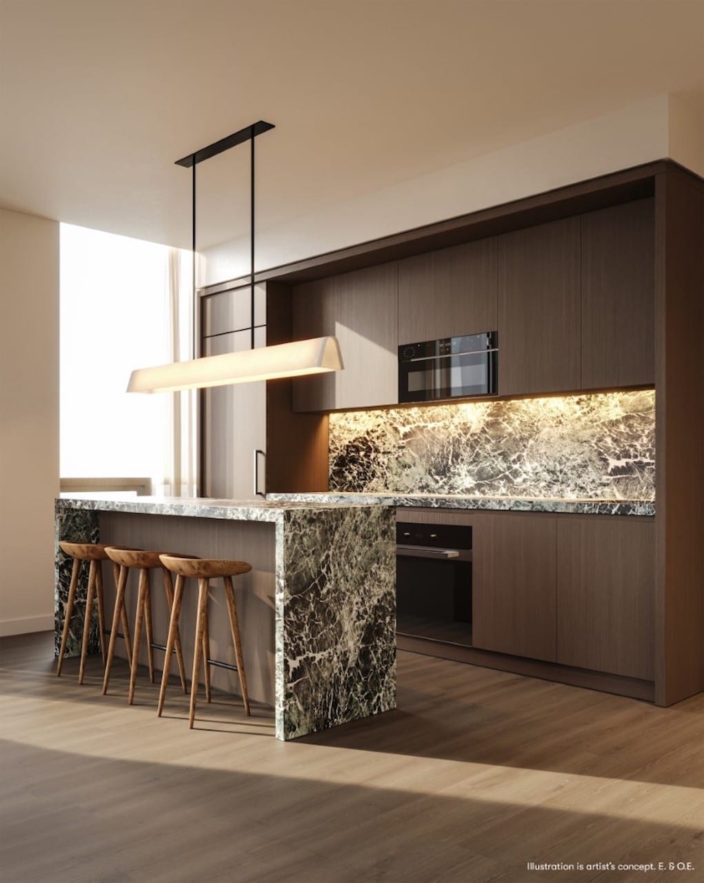 Rendering of Forma Condos suite interior upgraded kitchen
