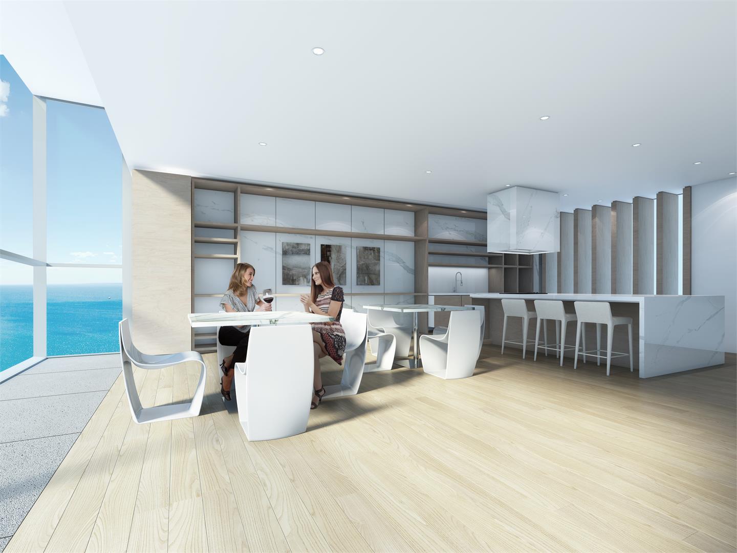 Rendering of Nautique Lakefront Residences event kitchen