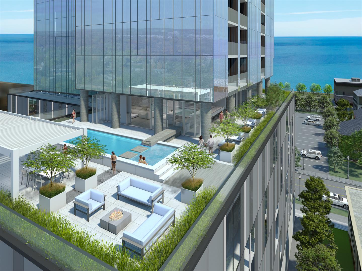 Rendering of Nautique Lakefront Residences rooftop outdoor pool