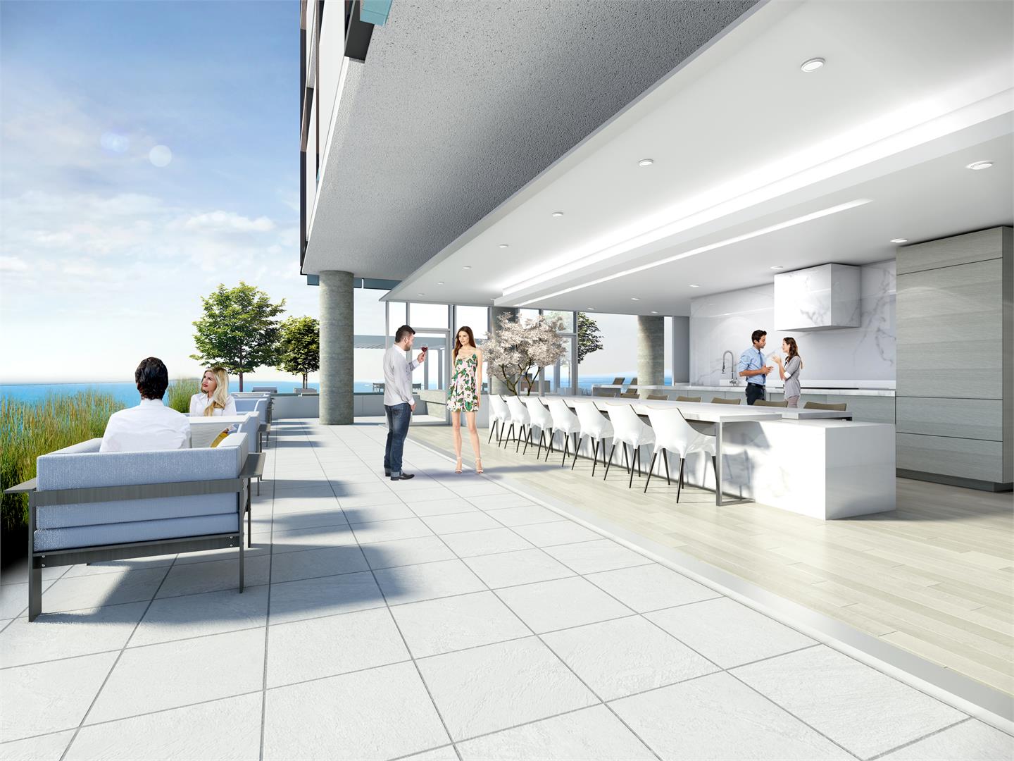 Rendering of Nautique Lakefront Residences terrace with bar