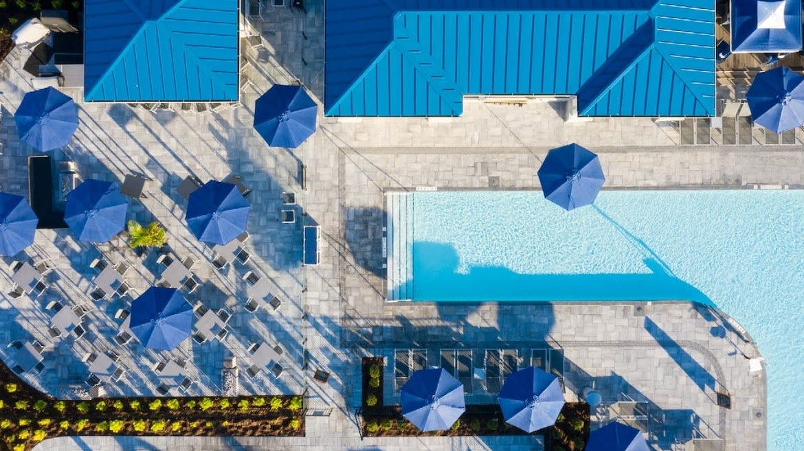Friday Harbour pool aerial