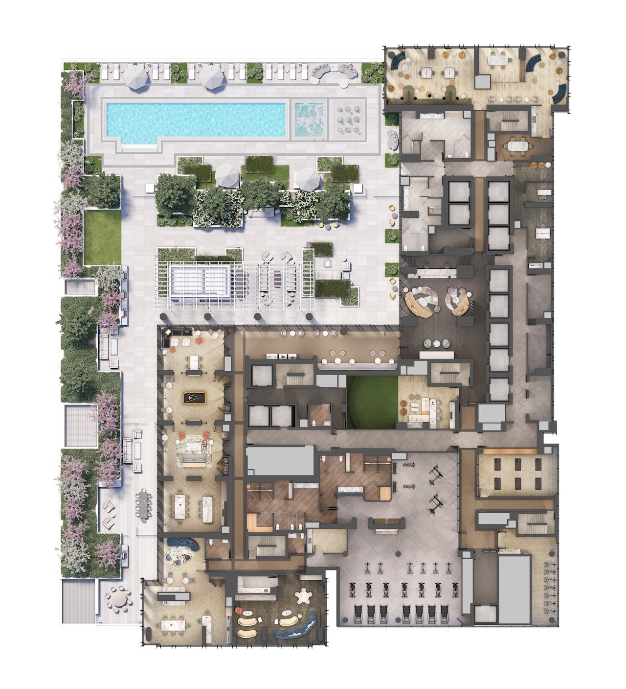 Rendering of The Pemberton Condos 7th floor amenities plan