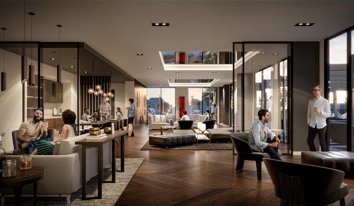 Rendering of Peter and Adelaide Condos party room