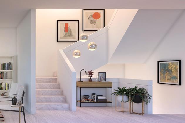 Rendering of The Vince townhouse staircase.