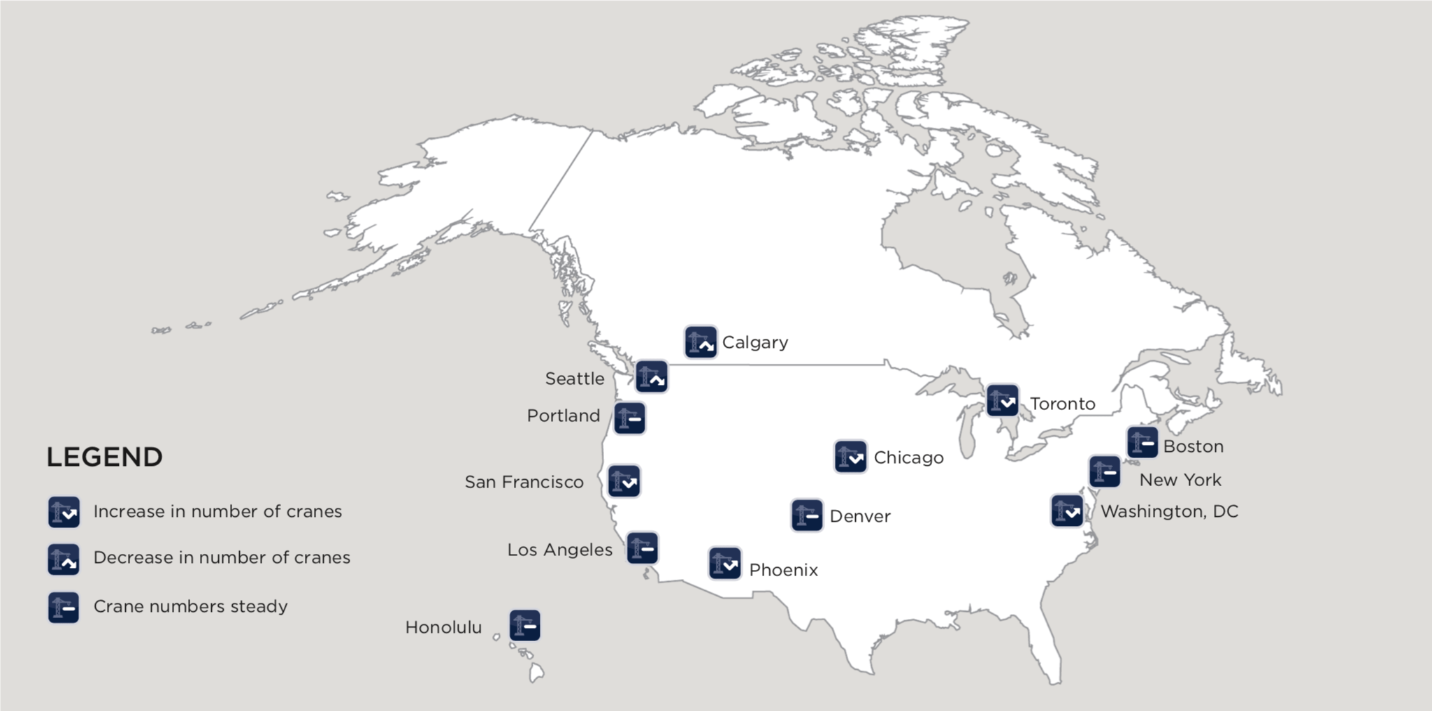 RLB CRANE Index 2018 - Map of North America