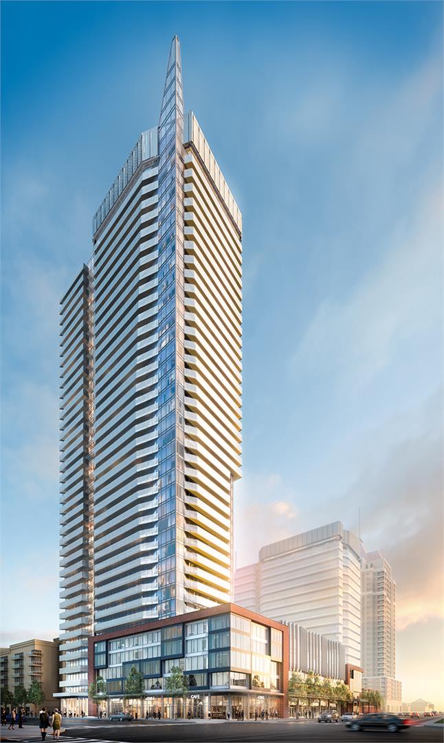 Exterior rendering of Wesley Tower in Mississauga