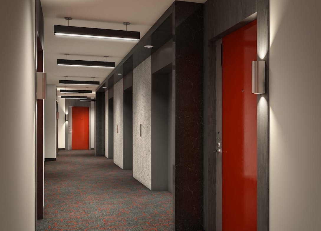 Rendering of Television City Condos hallway design