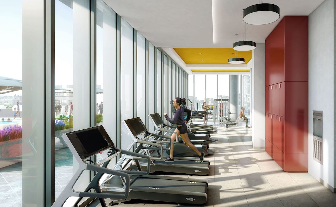 Rendering of Television City Condos fitness centre interior