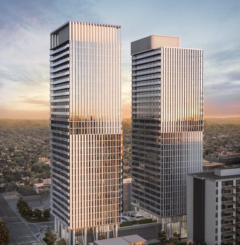 Rendering of Television City Condos full view aerial
