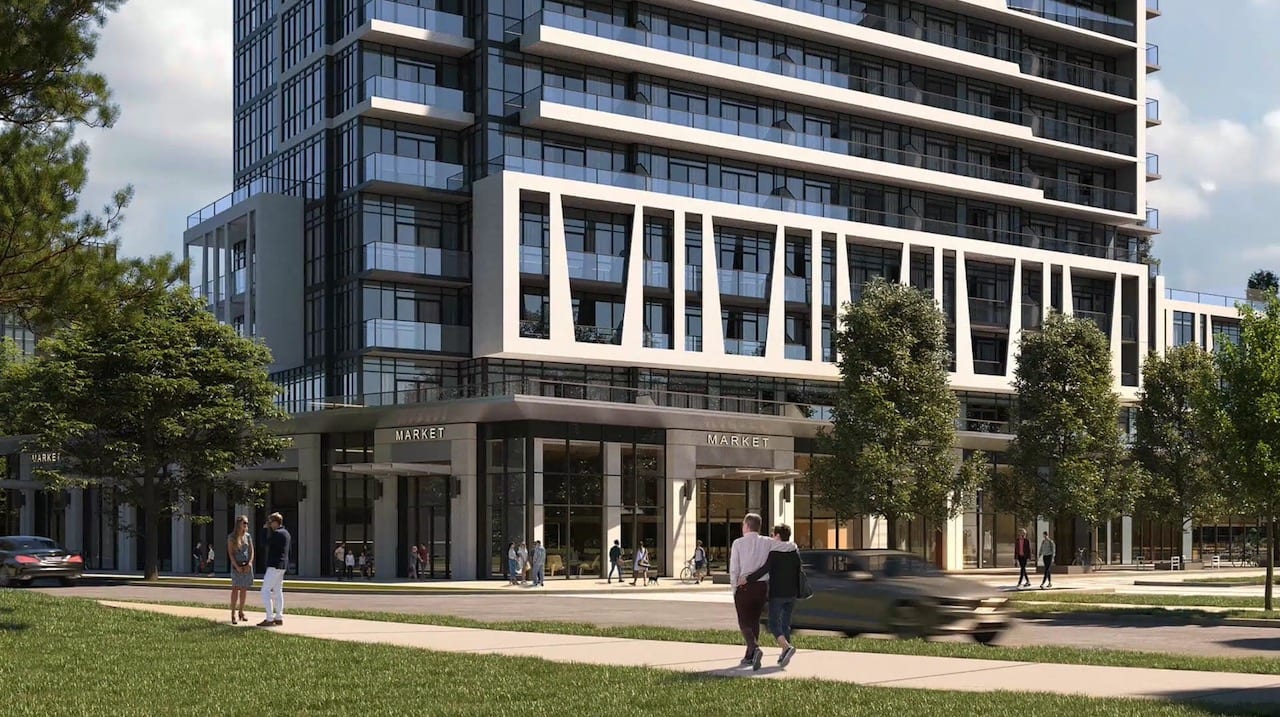 Rendering of Southport in Swansea Condos exterior street-level entrance