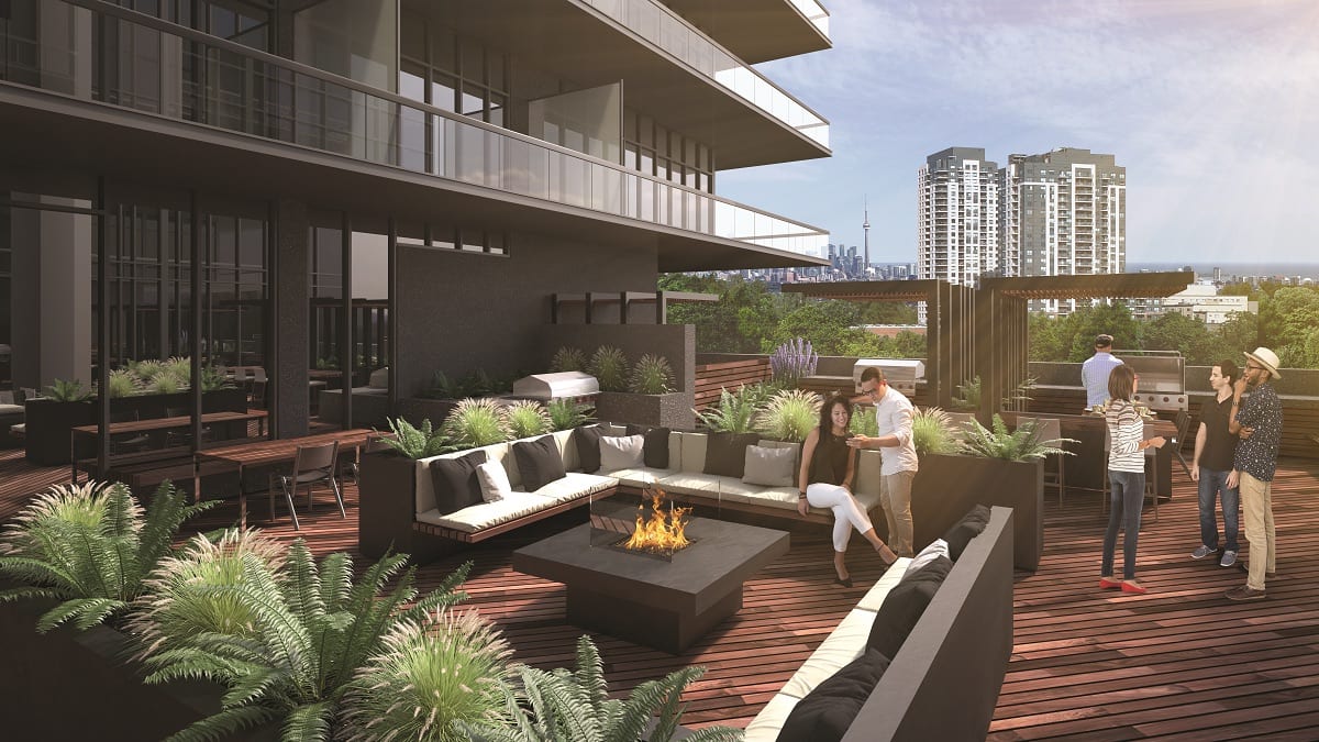 East Junction Condos terrace and barbecue area