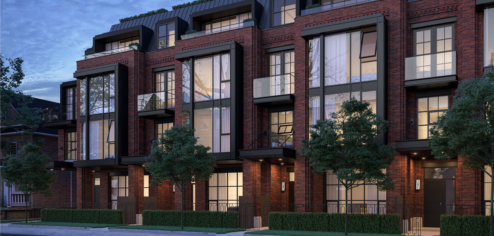Exterior rendering of 36 Birch Condos and streetscape.