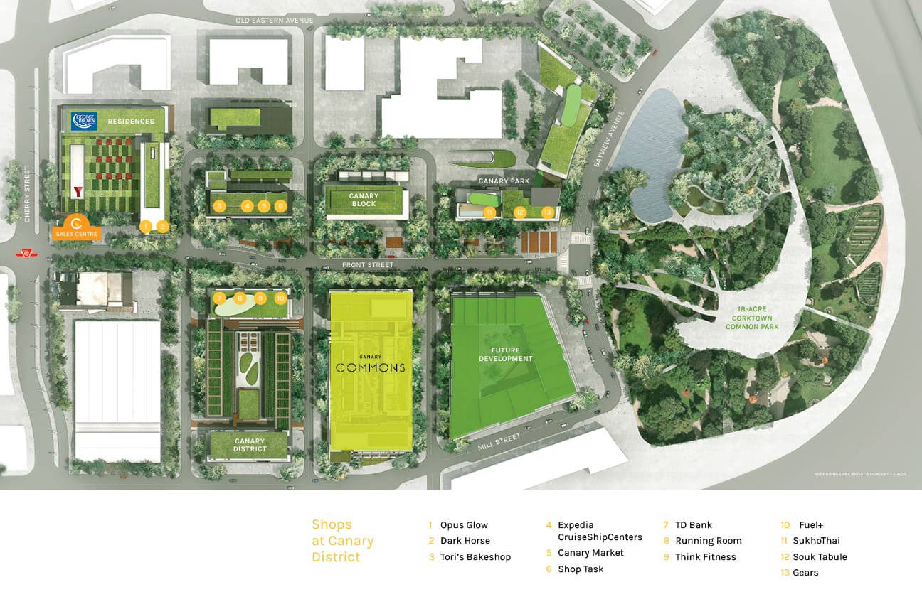 Siteplan of Canary District Community in Toronto