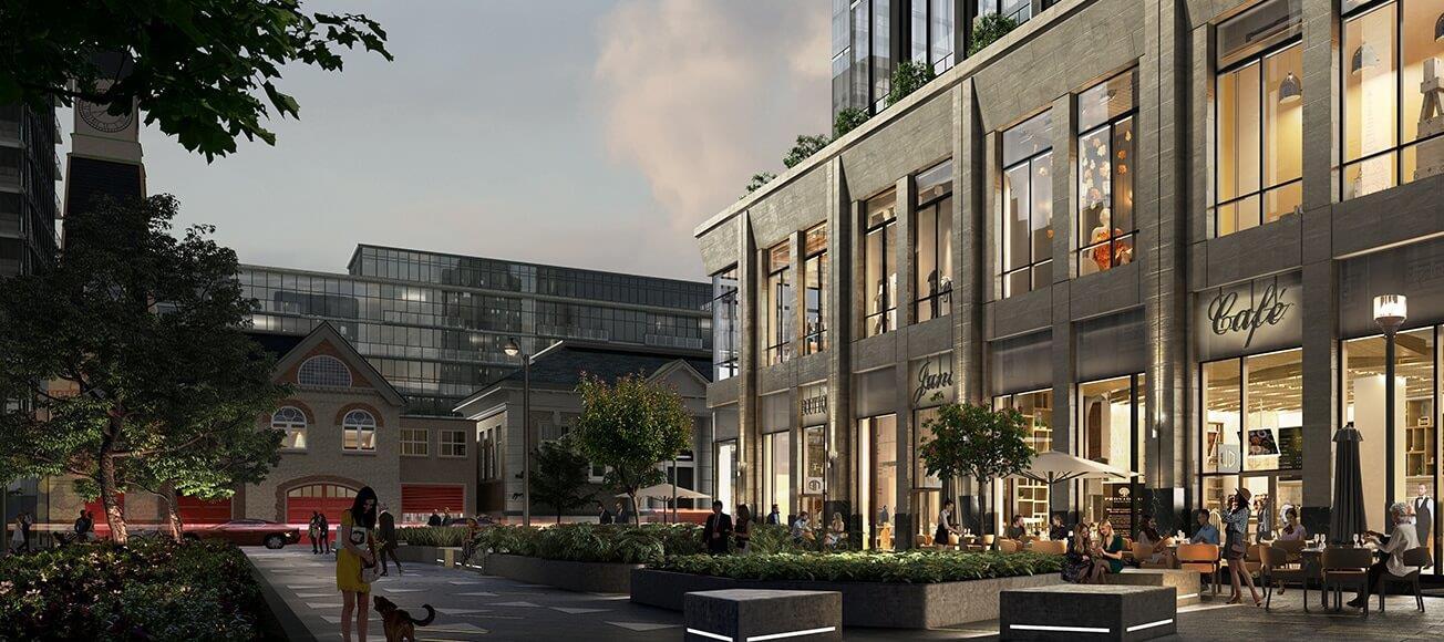 Rendering of CRU 11 Yorkville Condos building exterior bottom only.