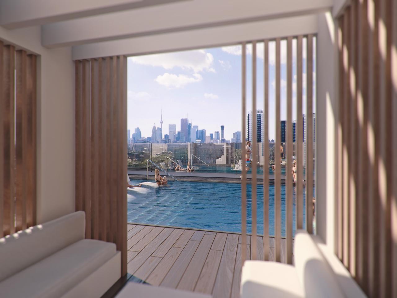 Rendering of River and Fifth Condos Cabana