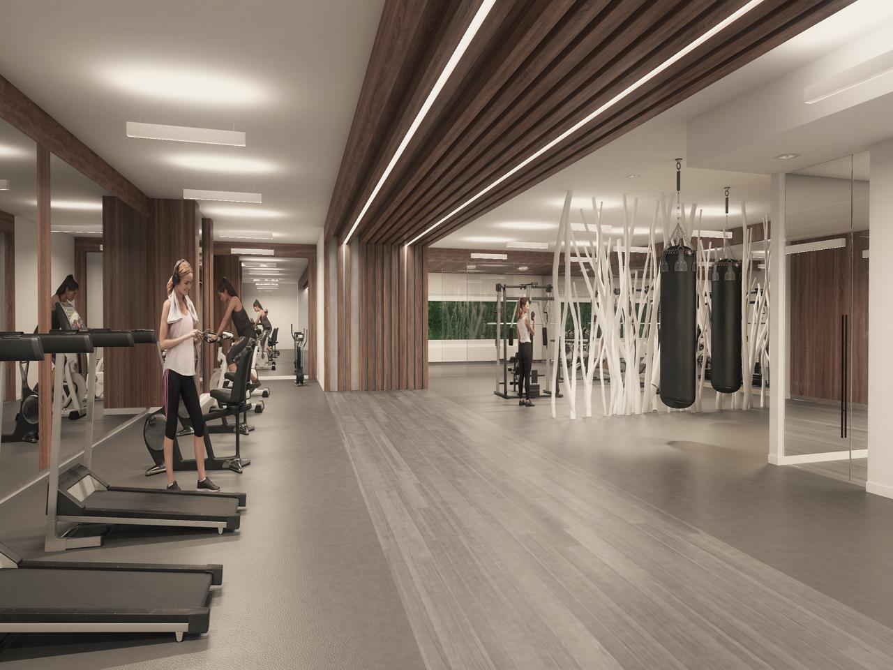 Rendering of River and Fifth Condos Gym