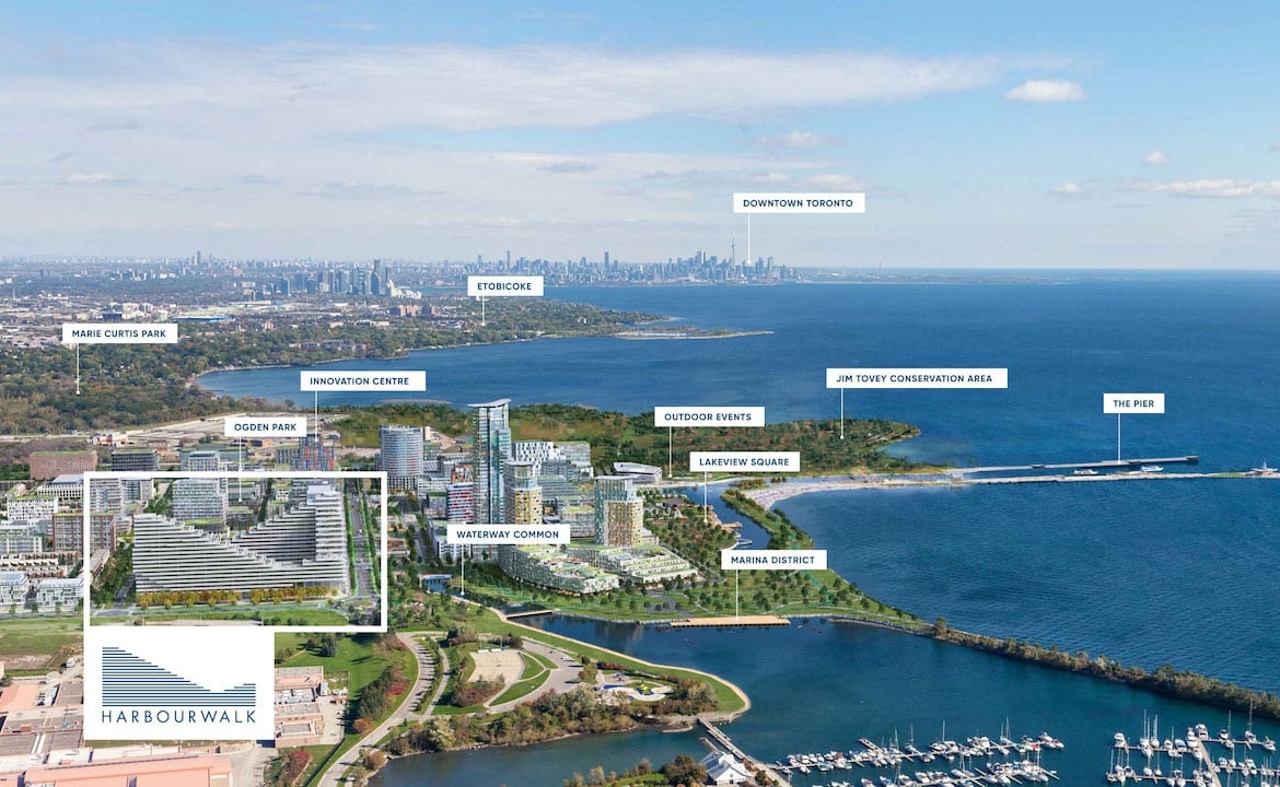 Exterior rendering of Harbourwalk at Lakeview Village site map