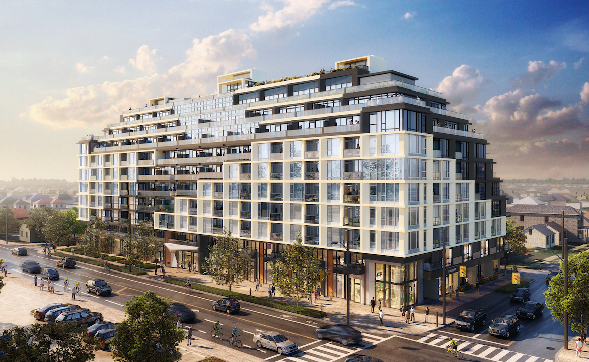Rendering of The Dylan Condos exterior view.