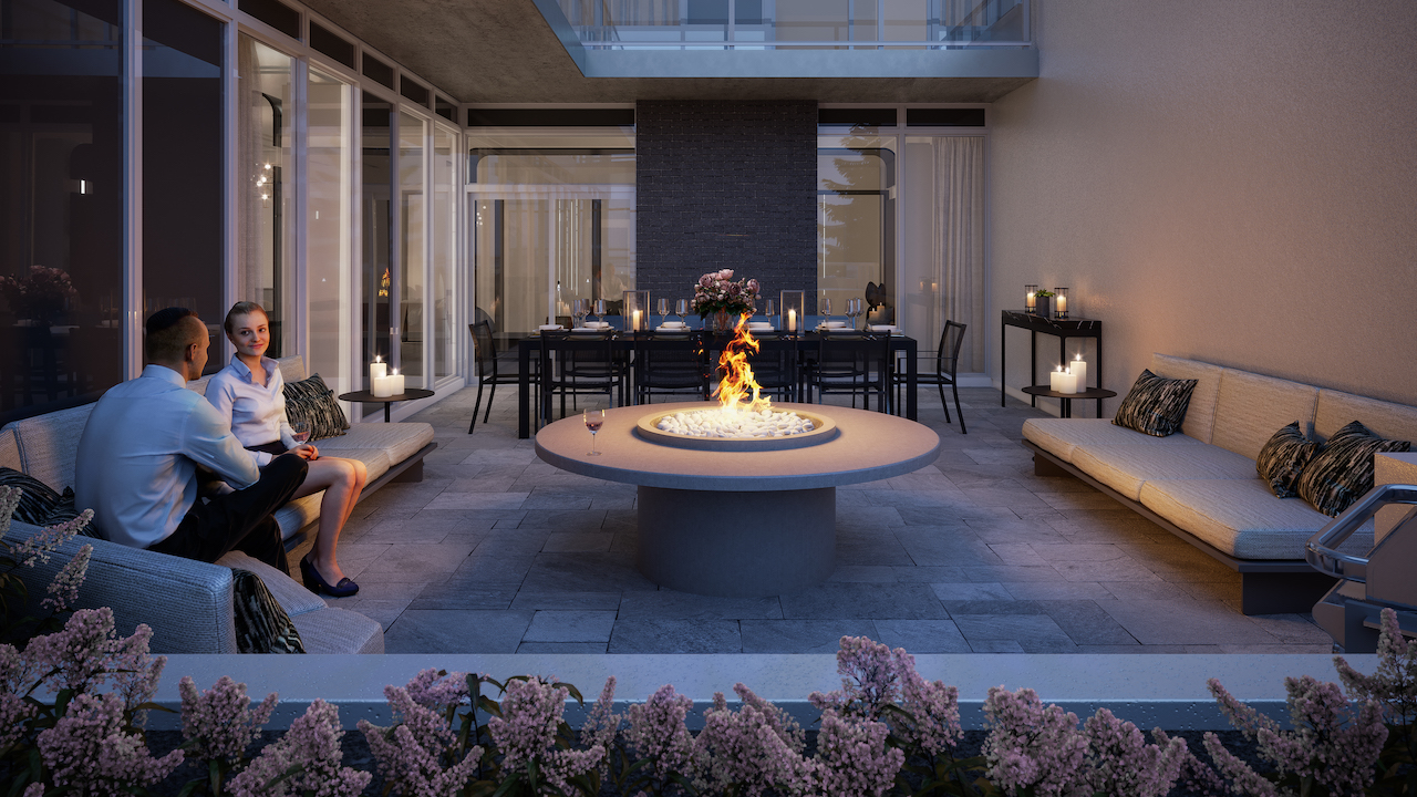 Rendering of The Dylan Condos north outdoor terrace.