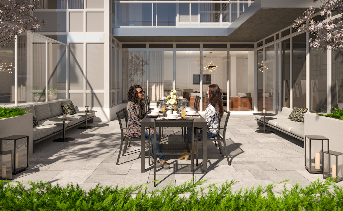 Rendering of The Dylan Condos south outdoor terrace.