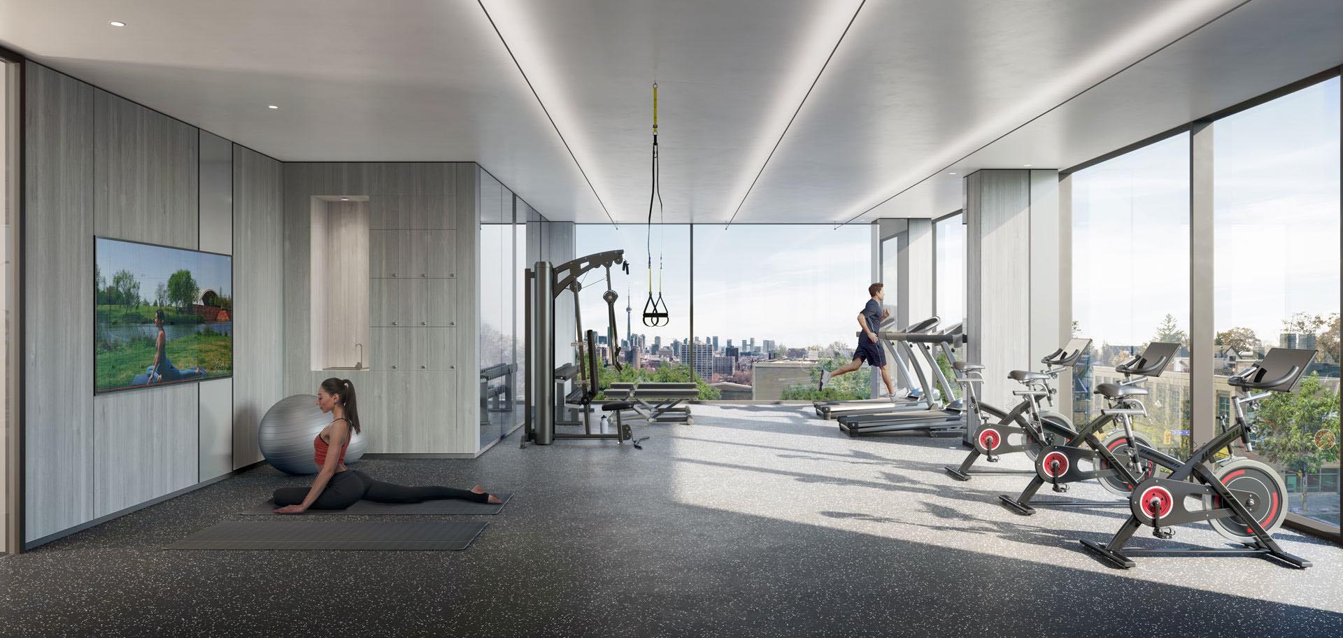 Rendering of St. Clair Village Condos fitness centre.