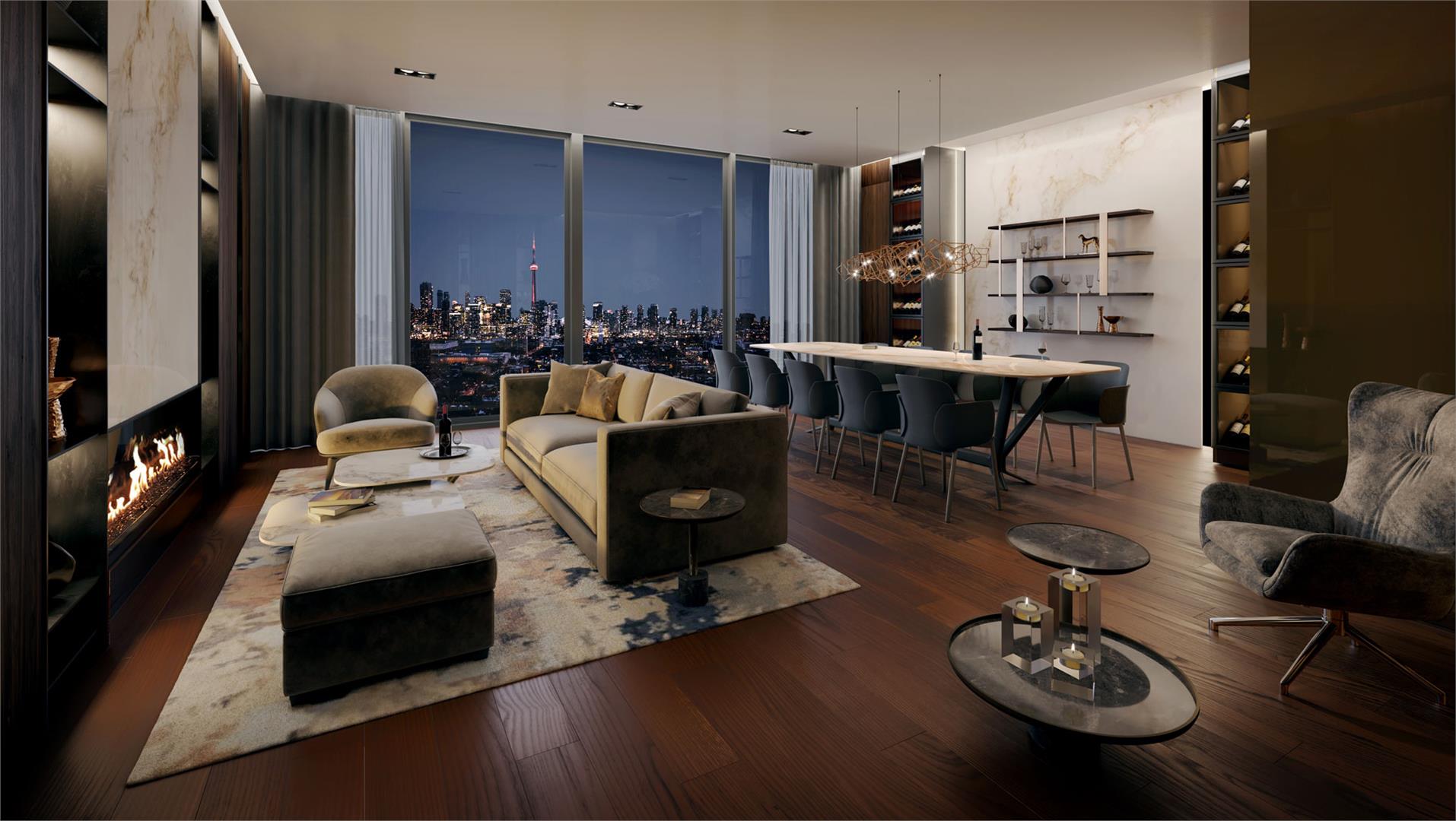 Rendering of St. Clair Village Condos party room and lounge.