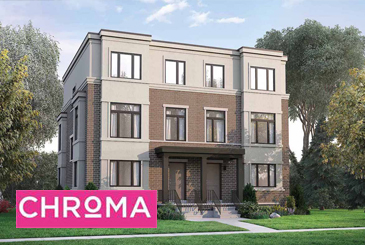 Exterior Rendering of Chroma Towns with Logo Overlay