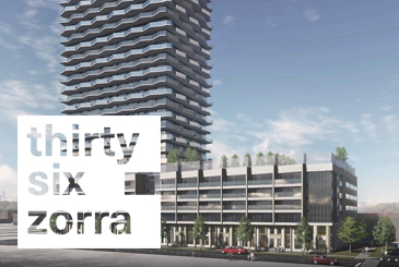 Rendering of Thirty Six Zorra Condos with Logo Overlay