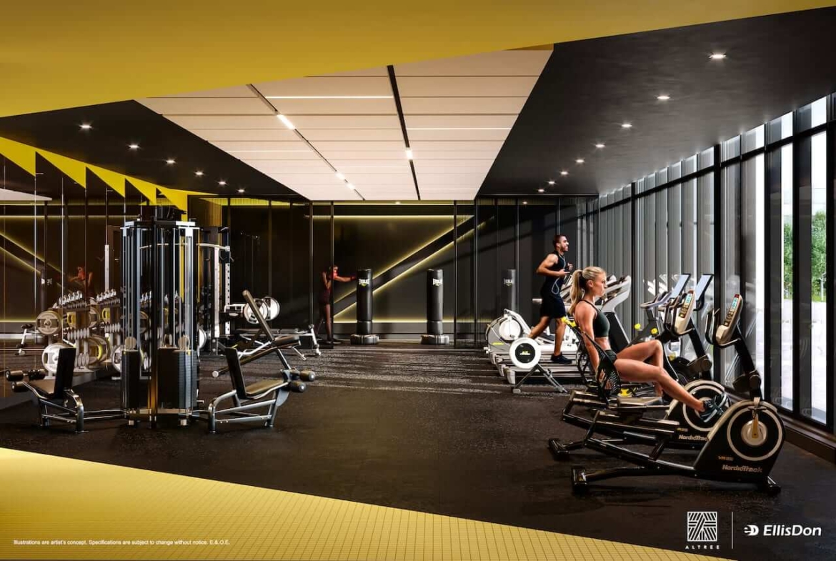 Rendering of Thirty Six Zorra Condos gym interior fitness centre