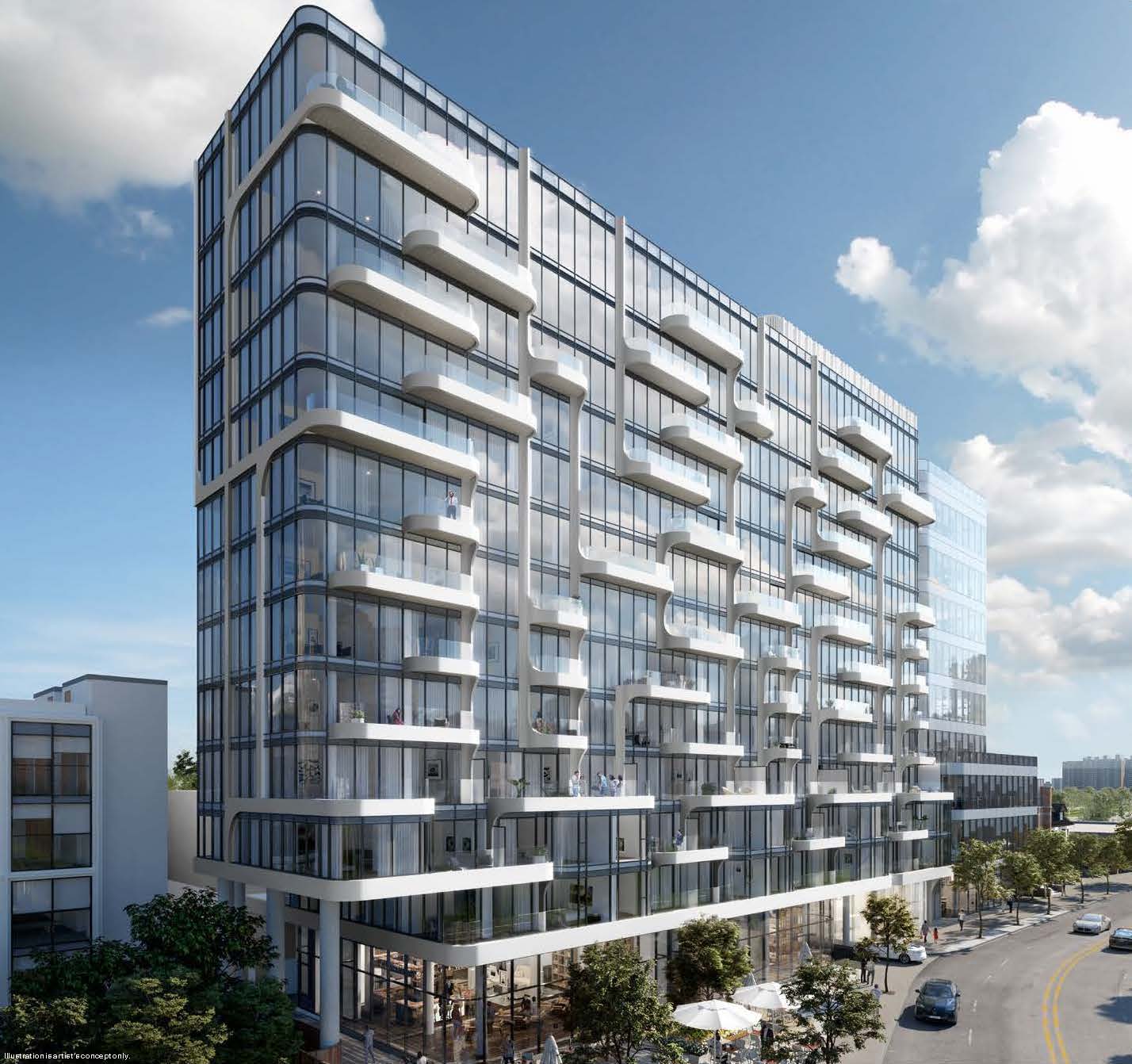 Exterior rendering of Anx on Dupont Condos during the day.