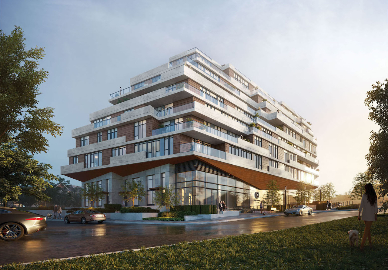 Exterior rendering of Kingsway Crescent Condos and Towns.