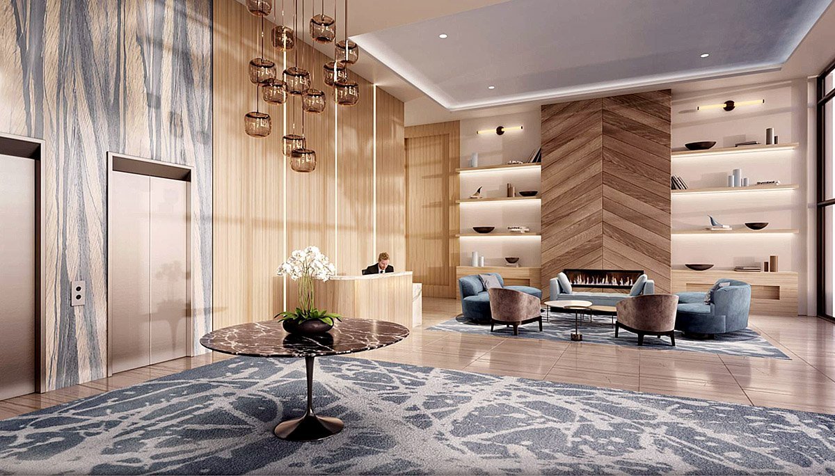 Lobby Rendering of Rise at Stride Condos