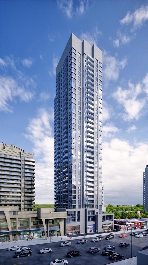 Exterior rendering of 5306 Yonge Street Condos during the day.