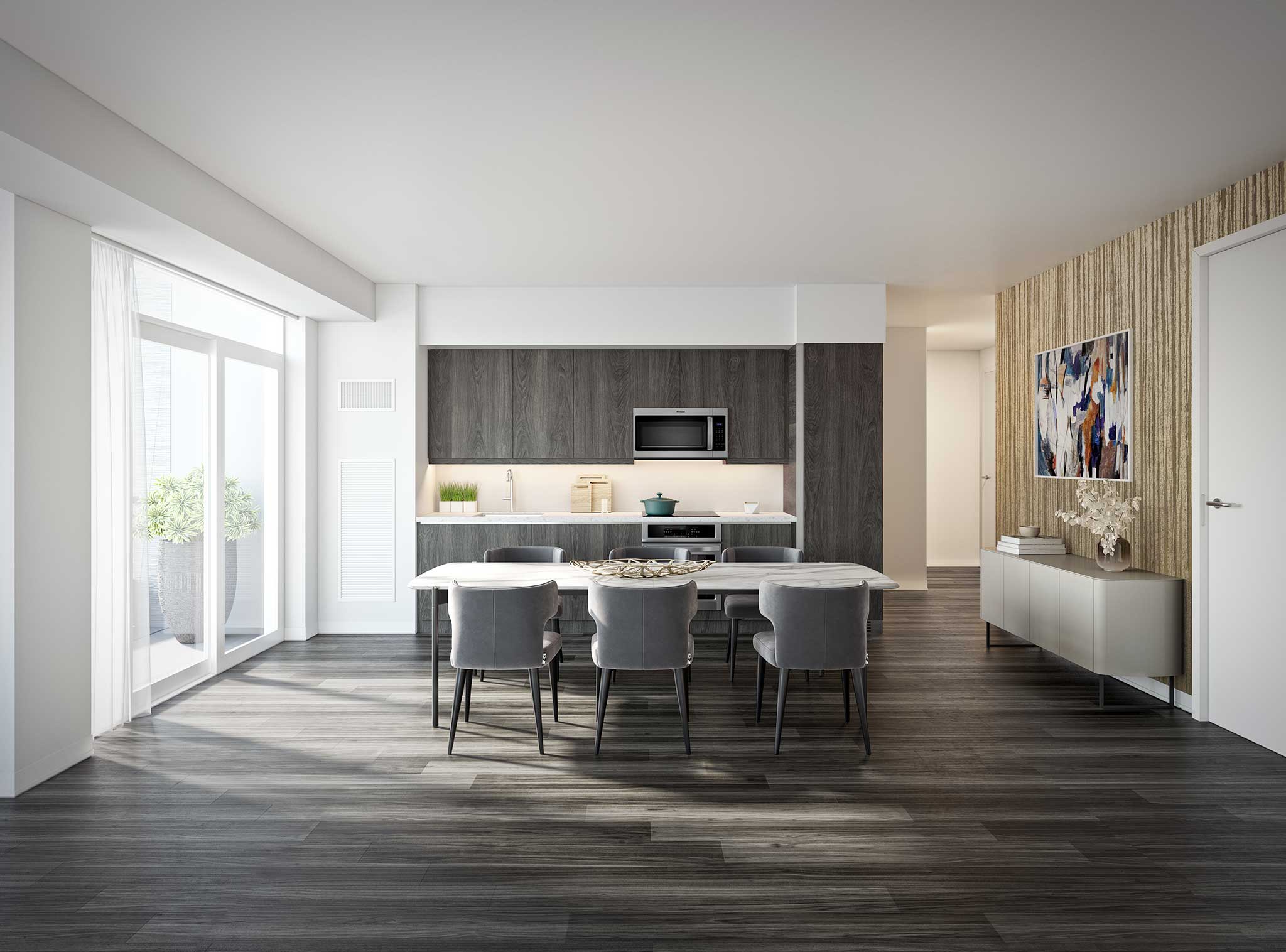 Rendering of Empire Quay House Condos suite kitchen wall cover