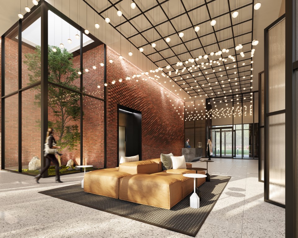 Rendering of Upper West Side Condos lobby with seating.