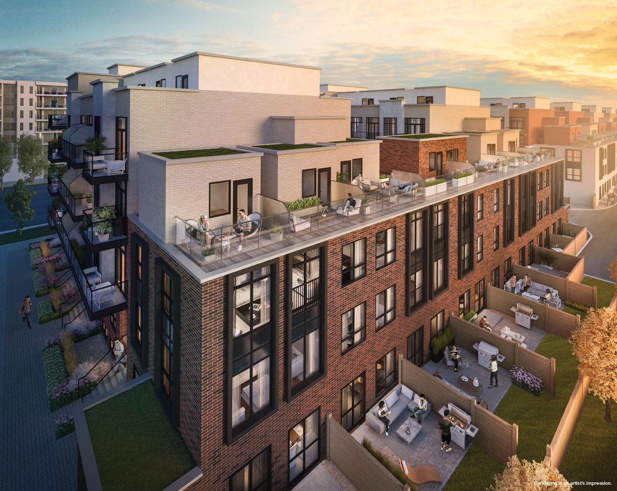 Rendering of Greenwich Village Towns rooftop terraces.