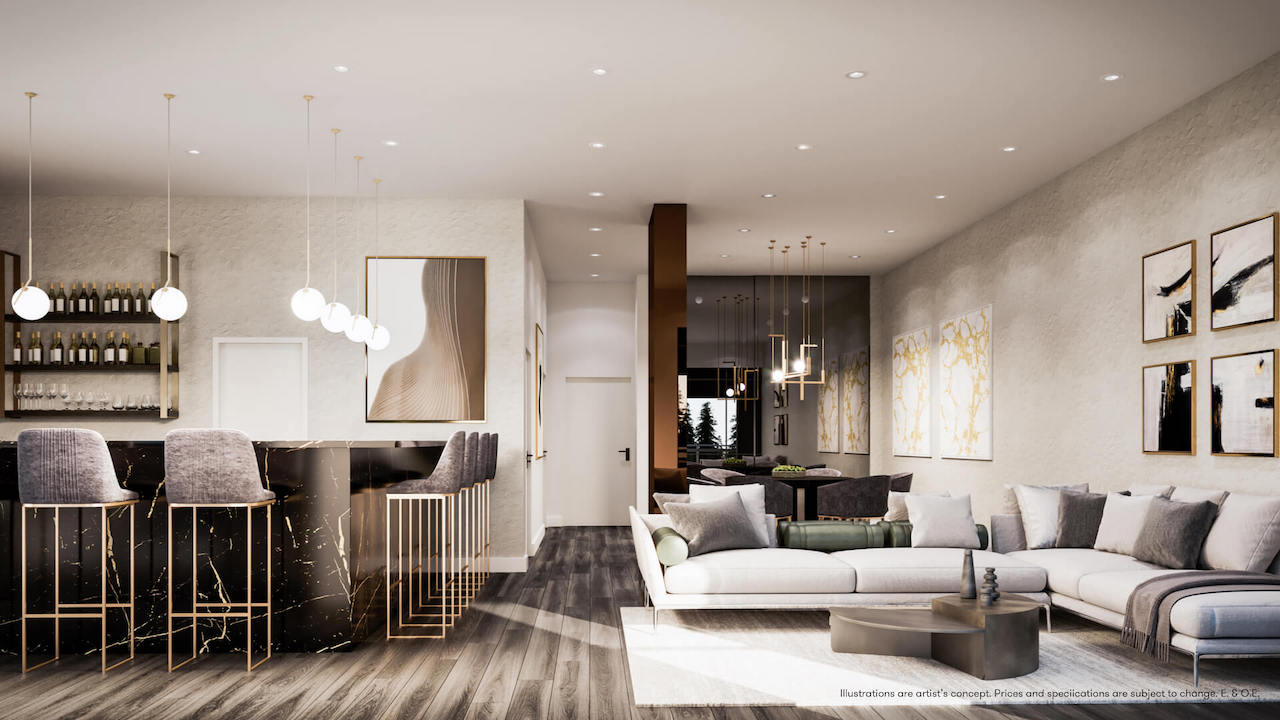 Rendering of Connectt Condos party room.