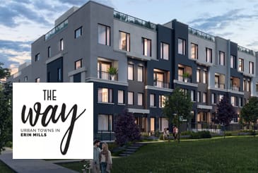 Exterior rendering of The Way Towns 2 with logo overlay.