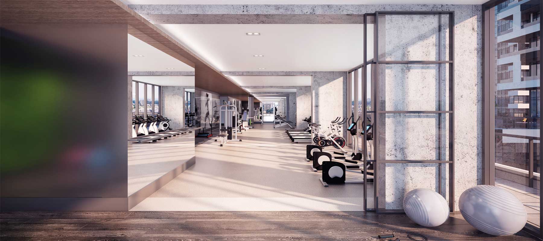 Gym rendering of Sixty-Five Broadway Condos.