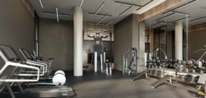 Rendering of Universal City 3 Condos fitness centre.