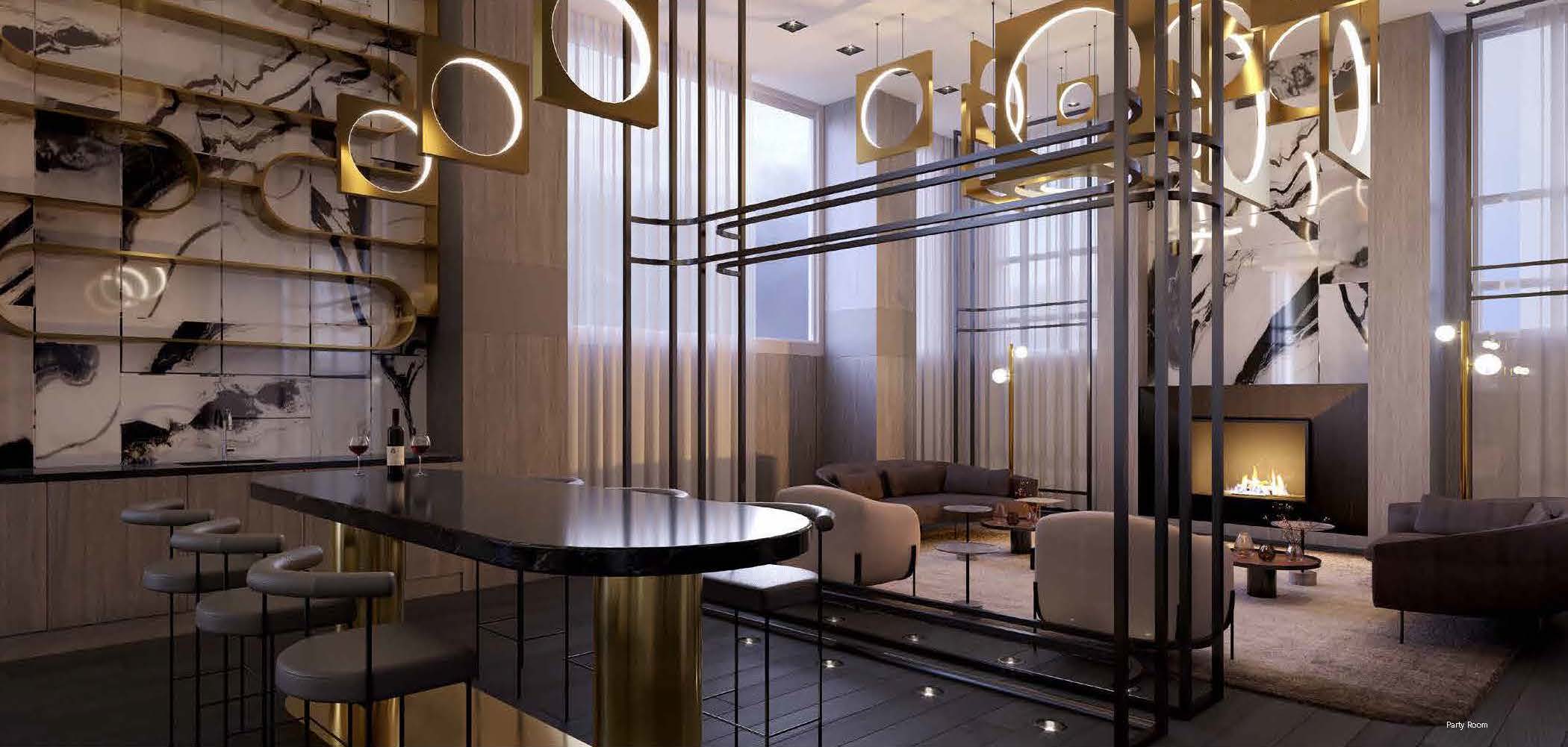 Rendering of Universal City 3 Condos party room.