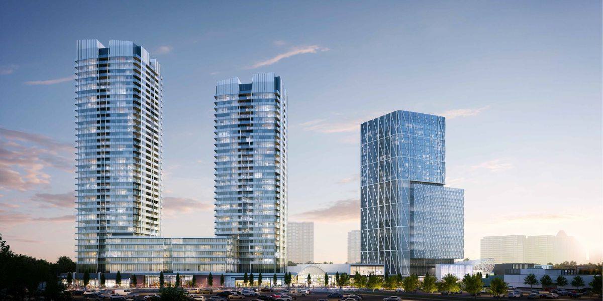 Exterior rendering of Promenade Park Towers phase 1 and 2.