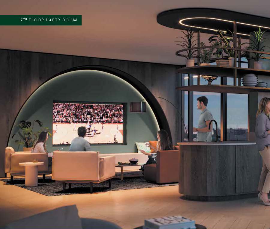 Interior rendering of The Thornhill Condos 7th floor party room.