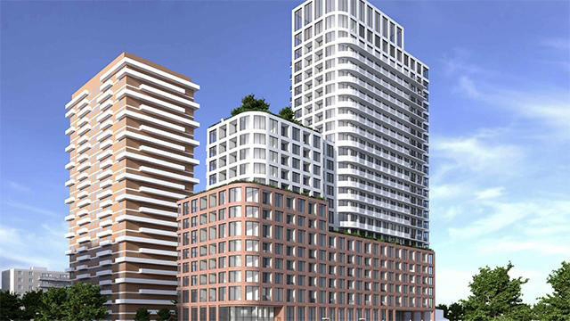 Exterior rendering of 78 Park Street East Condos during the day.