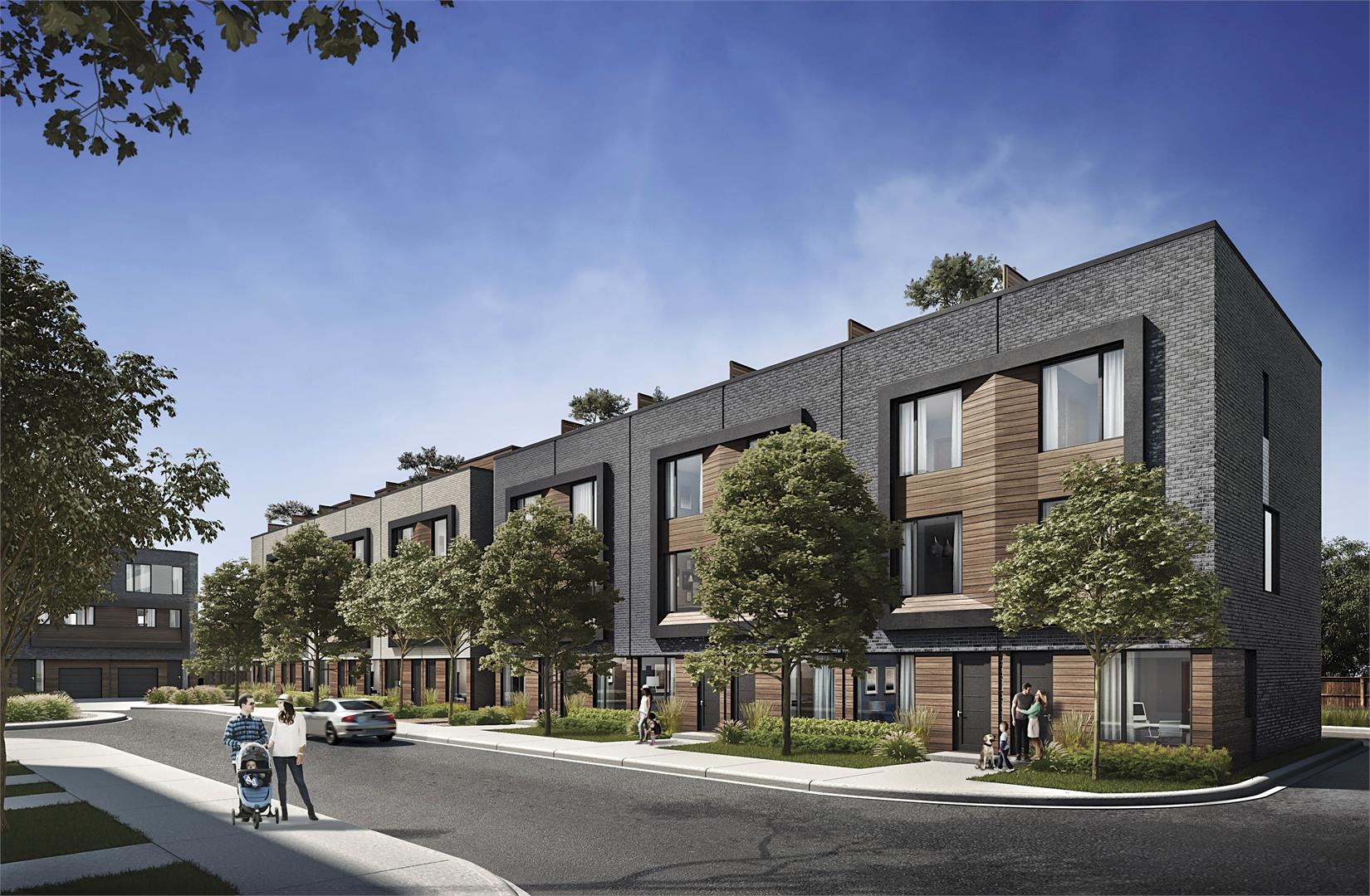 Exterior rendering of Terraces at Eglinton Townhomes.