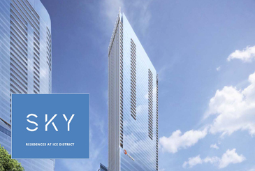 Rendering of SKY Residences Stantec building exterior with logo overlay.