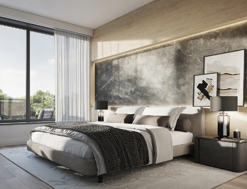 Rendering of The Forest Hill Private Residences bedroom.